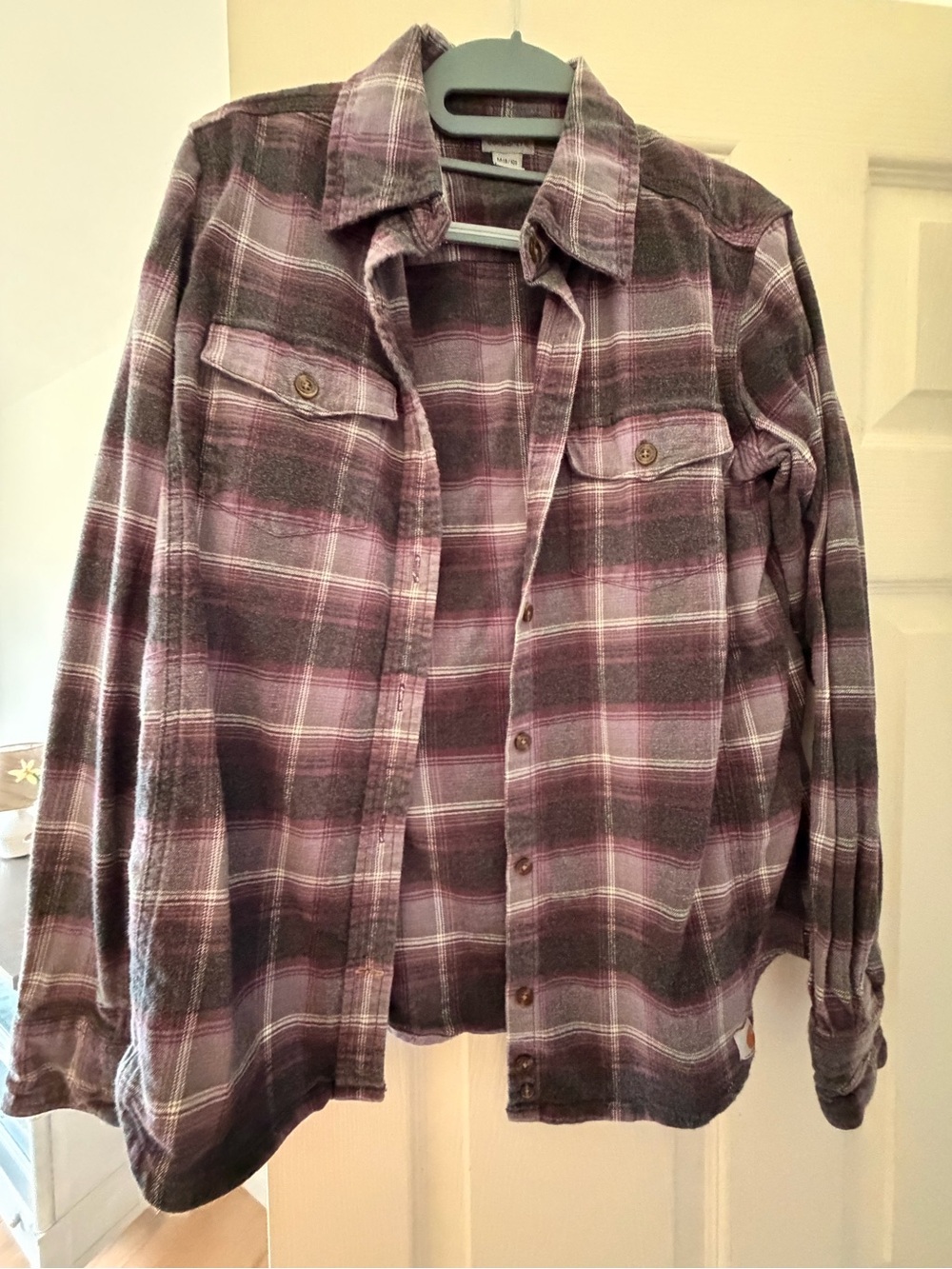 Carhartt Plum and Gray Plaid Flannel Shirt